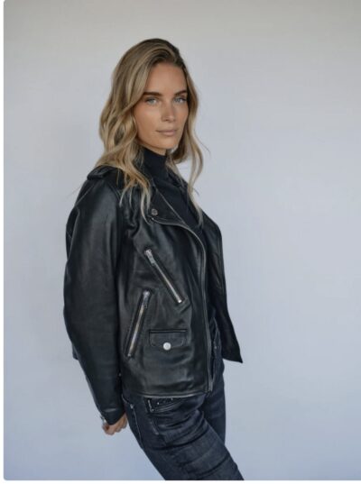 Mosmosh Mitchel mol leather jacket, black