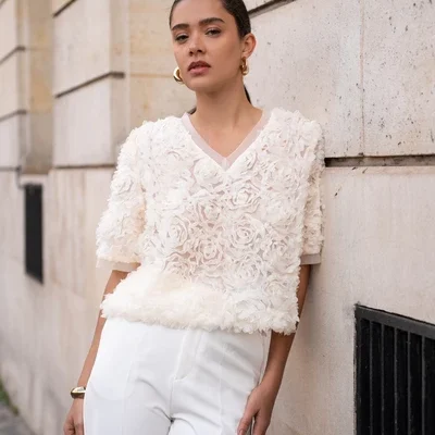 Textured rose shirt